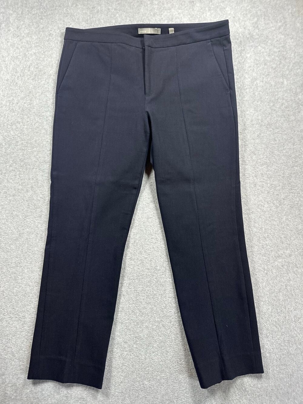Vince. Dress Pants Women's Size 12 Black Cotton Stretch Pleated Formal Business